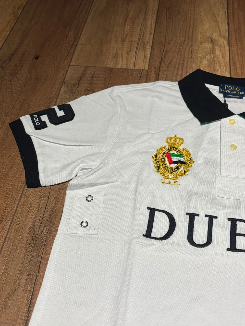 Polo Ralph Lauren Dubai White Polo Shirt Custom Slim Fit Brand New Mens Size M